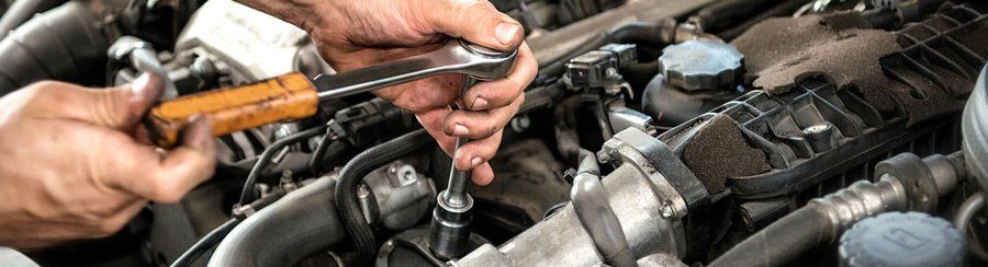 working on car